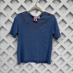 Vintage Disney Winnie the Pooh Blue T-Shirt with Tigger Embroidered Details